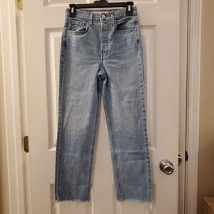 Frank & Eileen Monaghan Ankle Jeans Women's 25 Light‎ Wash Straight Leg Raw Hem